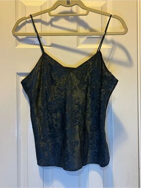 Vintage Dreamtime Made in the USA Floral-Textured black Camisole